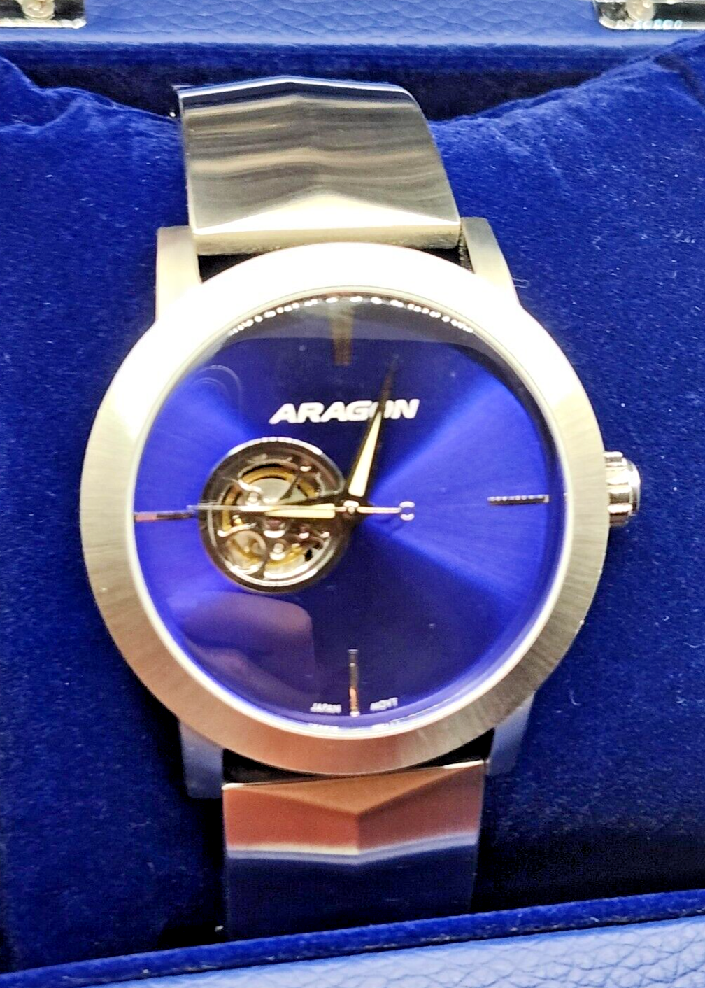 Aragon A191 Blue Ultra Open Heart Automatic Men's Watch in Box image 1