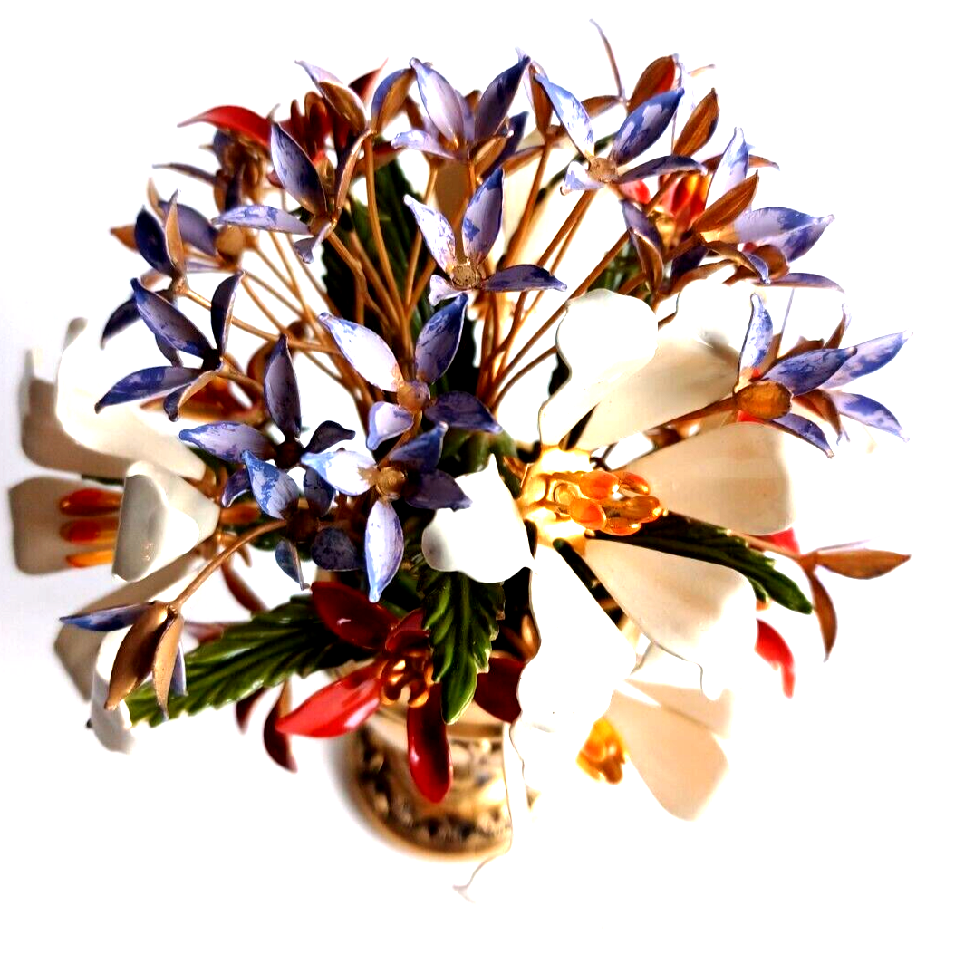 Vintage Franklin Mint Imperial Russian Bouquet Carl Faberge Brass Enamel Flowers image 4