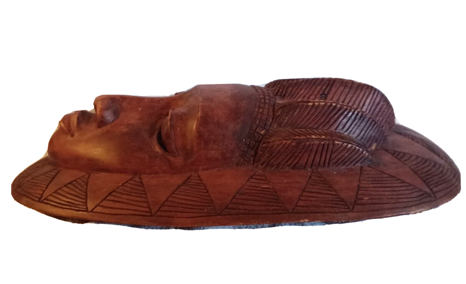 Vintage African Hand Carved Wood Female Tribal Mask Hair Weave ~  16.75" Tall image 8