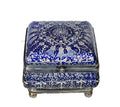 Rare Vasa Murrhina Sandwich Glass Meriden Silver Plate Blue Jewelry Box image 0