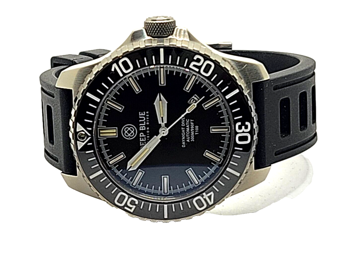 NEW! Deep Blue Daynight 65 T-100 Tritium Automatic Men's Dive Watch w/ 2 bands image 2