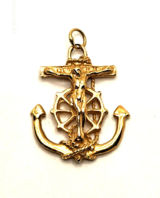 Mariners Cross 14k Yellow Gold Pendant Charm image 0