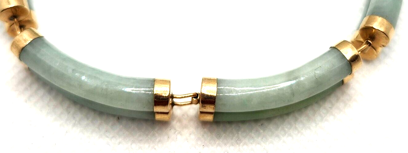 Double Fu Fuku Fortune Spring Jade  & 14k Yellow Gold Bracelet image 4