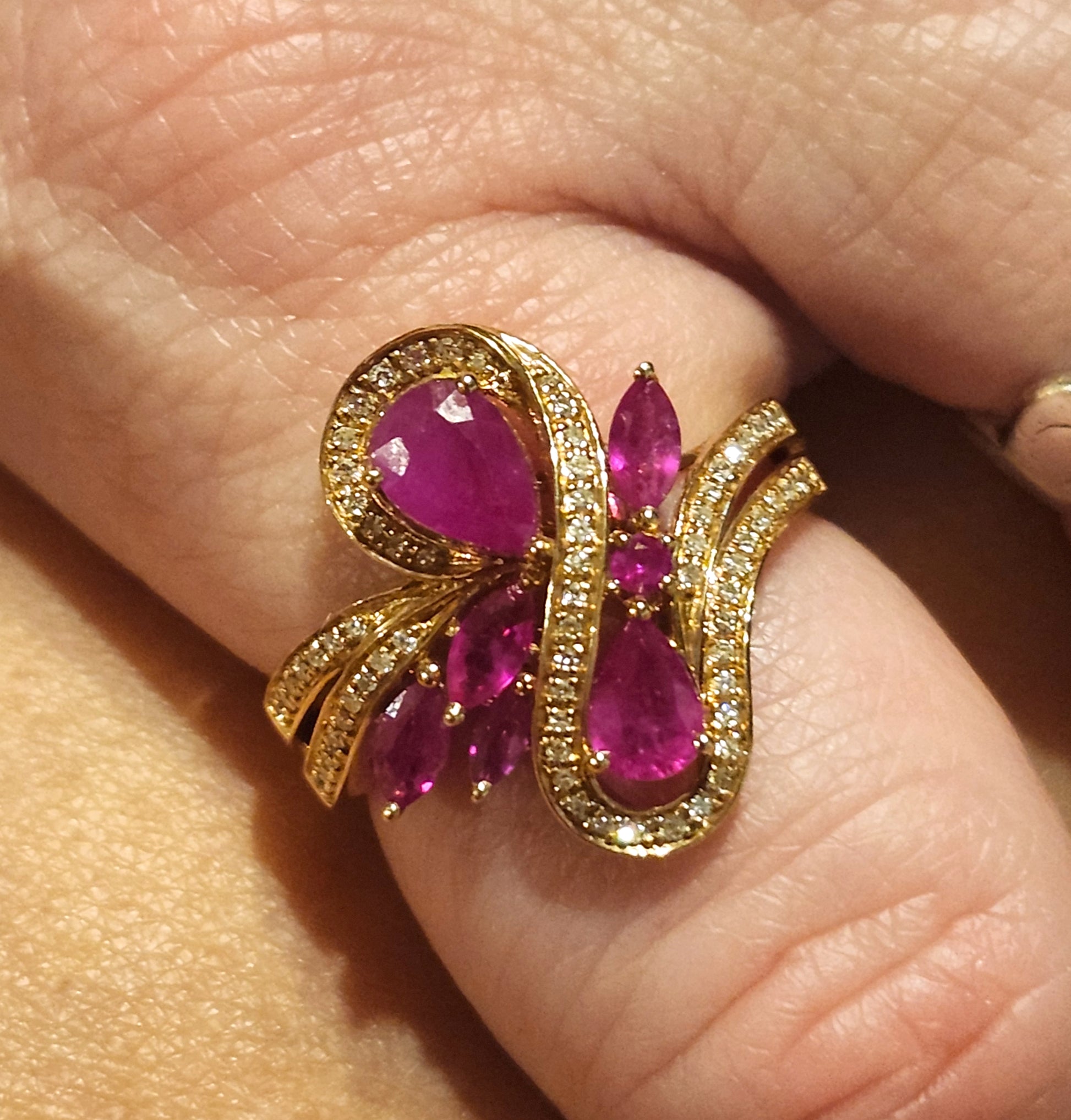 New! Effy Ruby & Diamond 14kYellow Gold Ring in Box image 5