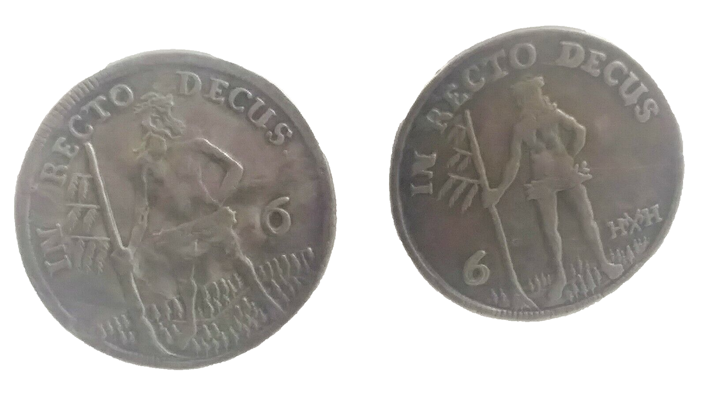 Antique 6 Marian Dime 1708 Silver Coin & 14K GF Cufflinks image 0