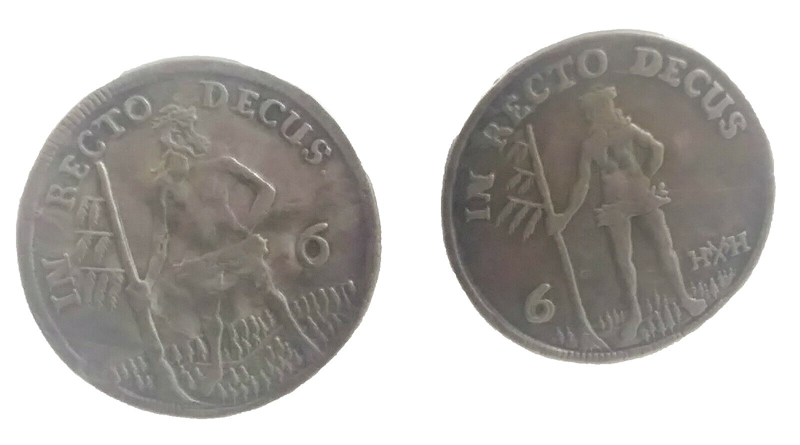 Antique 6 Marian Dime 1708 Silver Coin & 14K GF Cufflinks image 0