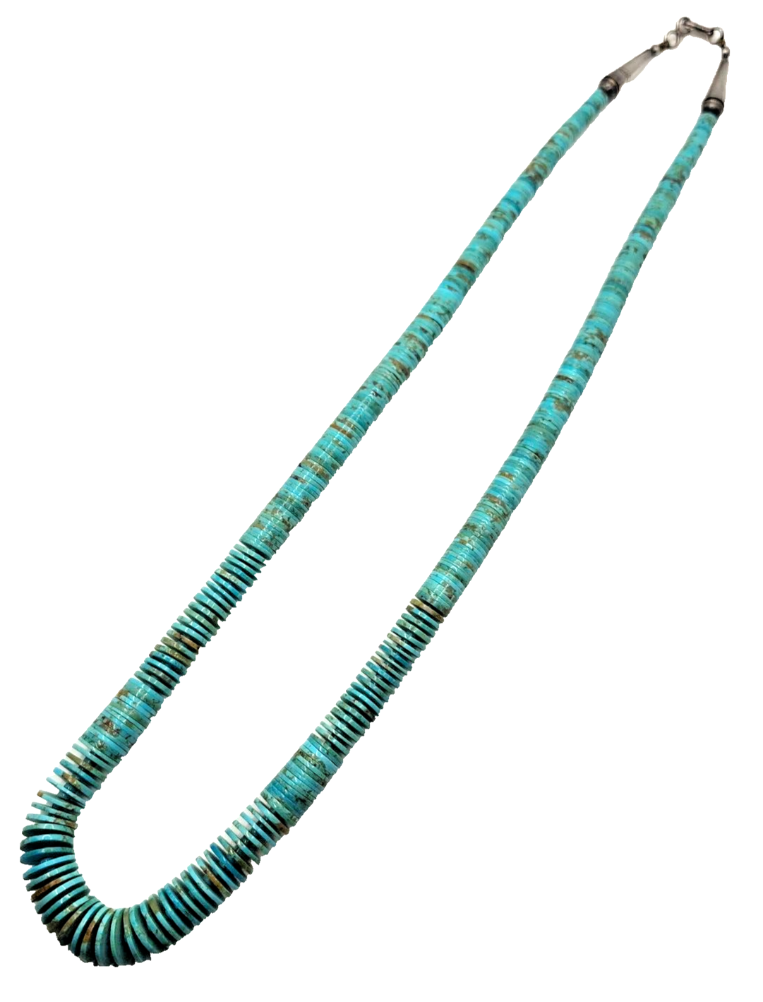 Native American Navajo Graduated Bead Disc Turquoise & Sterling Necklace image 3