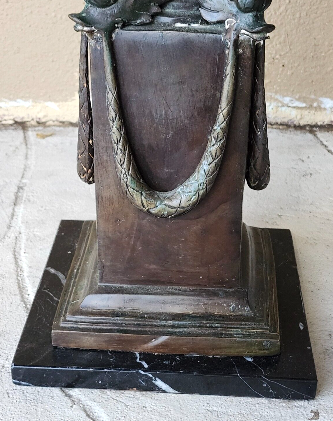 Vintage Tall Bronze & Marble Chinese Dolphin 9 Arm Candelabra Signed V. Chenin image 7