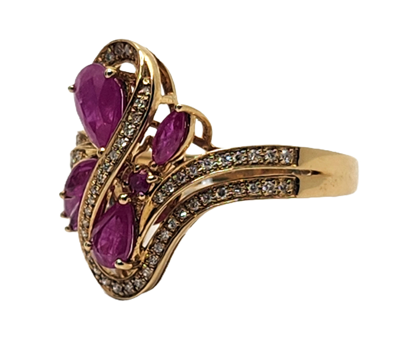 New! Effy Ruby & Diamond 14kYellow Gold Ring in Box image 4