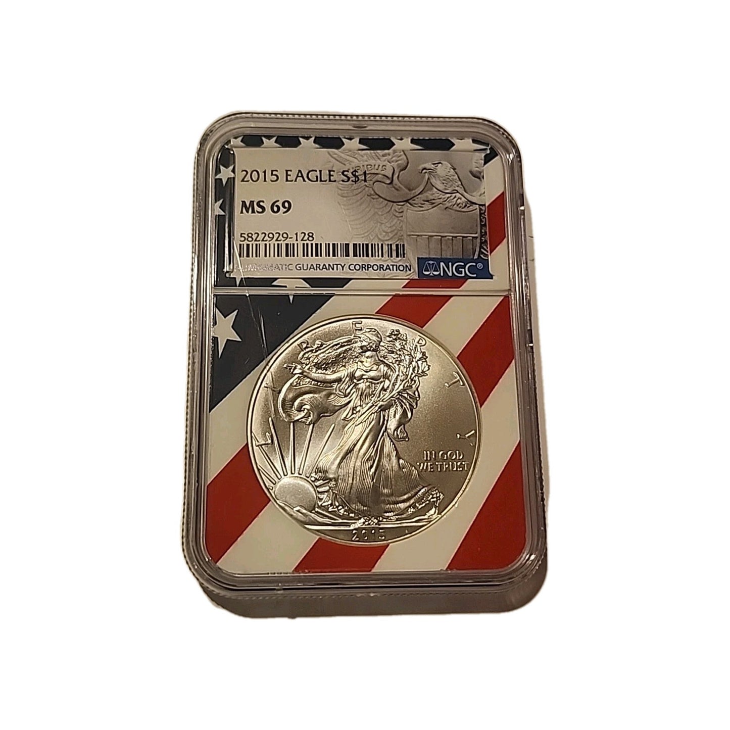 2015 US Silver $1 Eagle NGC MS69 American Flag image 0