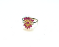 Natural Ruby & Diamond Cluster 14k Yellow Gold Ring image 0