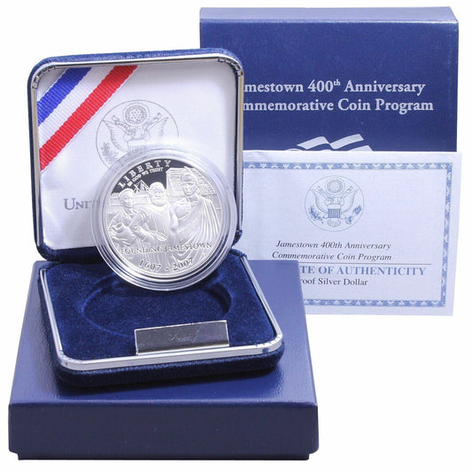 2007 P Jamestown 400th Anniversary Proof 90% Silver Dollar US Coin image 0