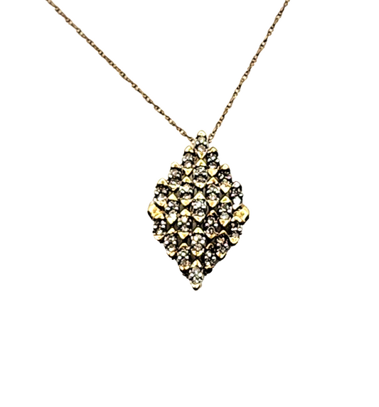 Vintage Chic 1ct Diamond Cluster 10k Yellow Gold Pendant Necklace image 0