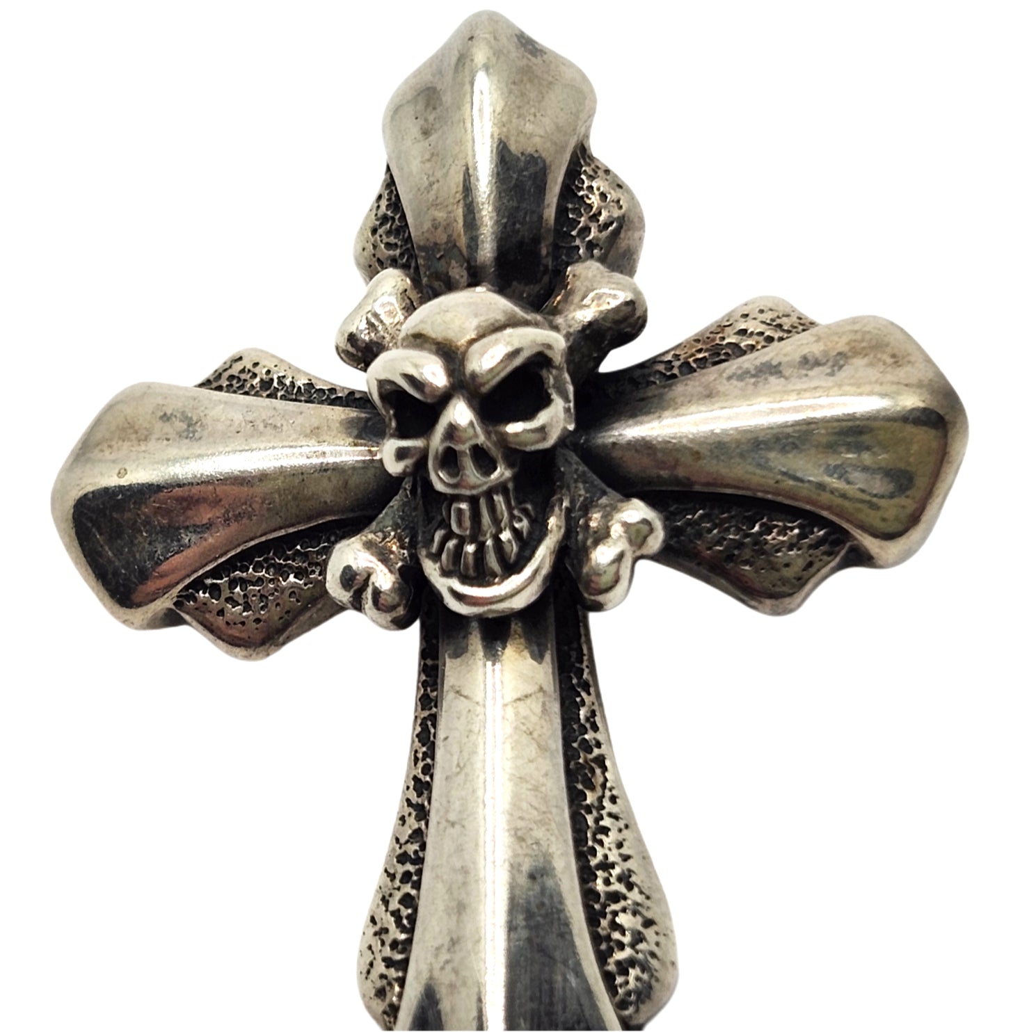 BWL Bill Wall Leather Sterling Silver Cross w/ Skull Crossbones Pendant image 2
