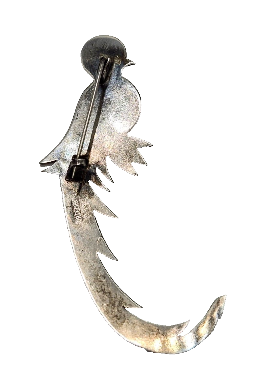 Vintage Guatemala 900 Sterling Silver & Gold Quetzal Tropical Bird Brooch Pin image 5
