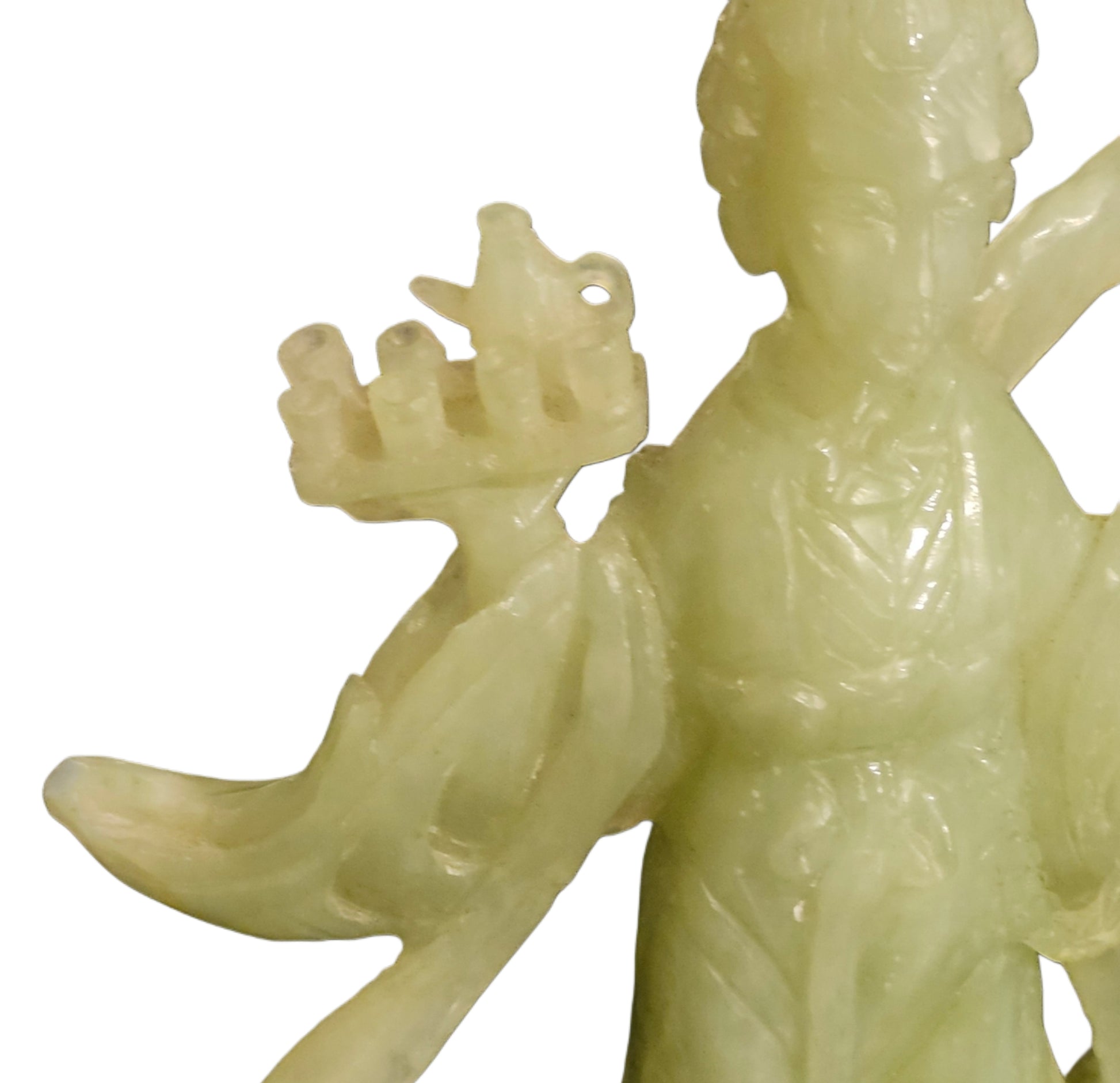 Vinatge Carved Chinese Jade Kwan Yin Geisha Statue w/ Wood Base image 3