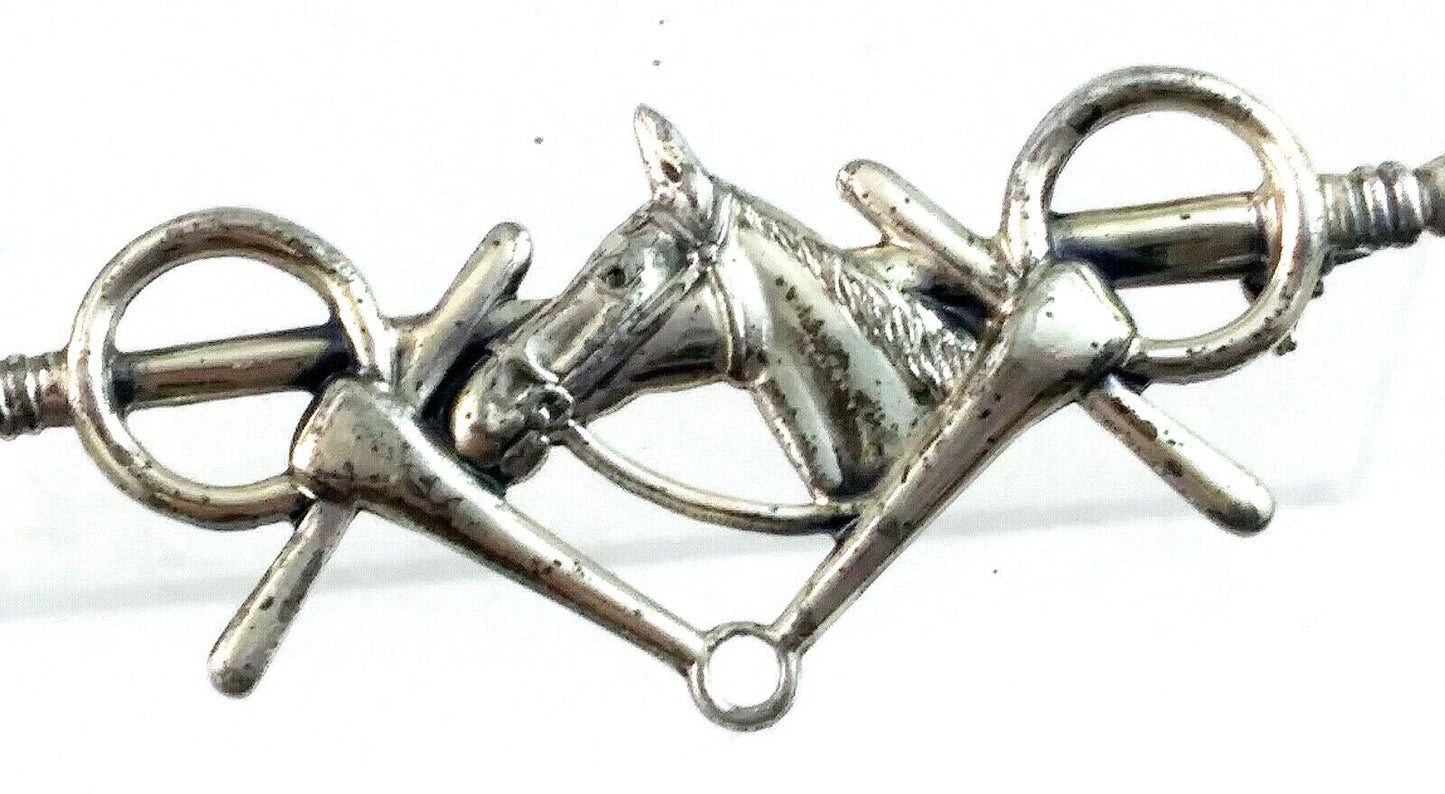 Vintage Stering Silver Equestrian Horse with Whip Pin Brooch image 1