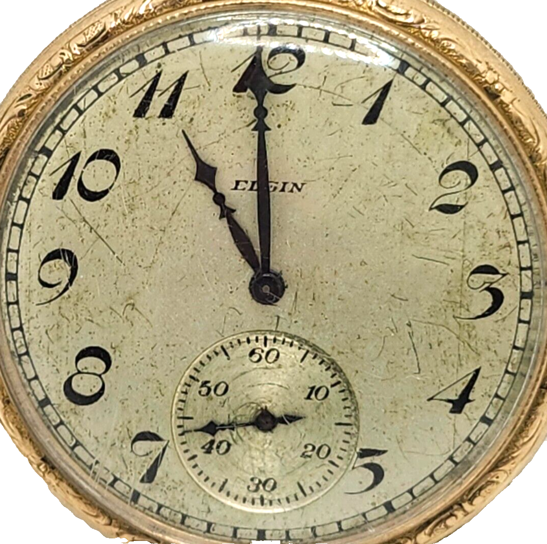 Antique 20's Elgin National Watch Co Gold Filled 7J Pocket Watch 12 Size image 2
