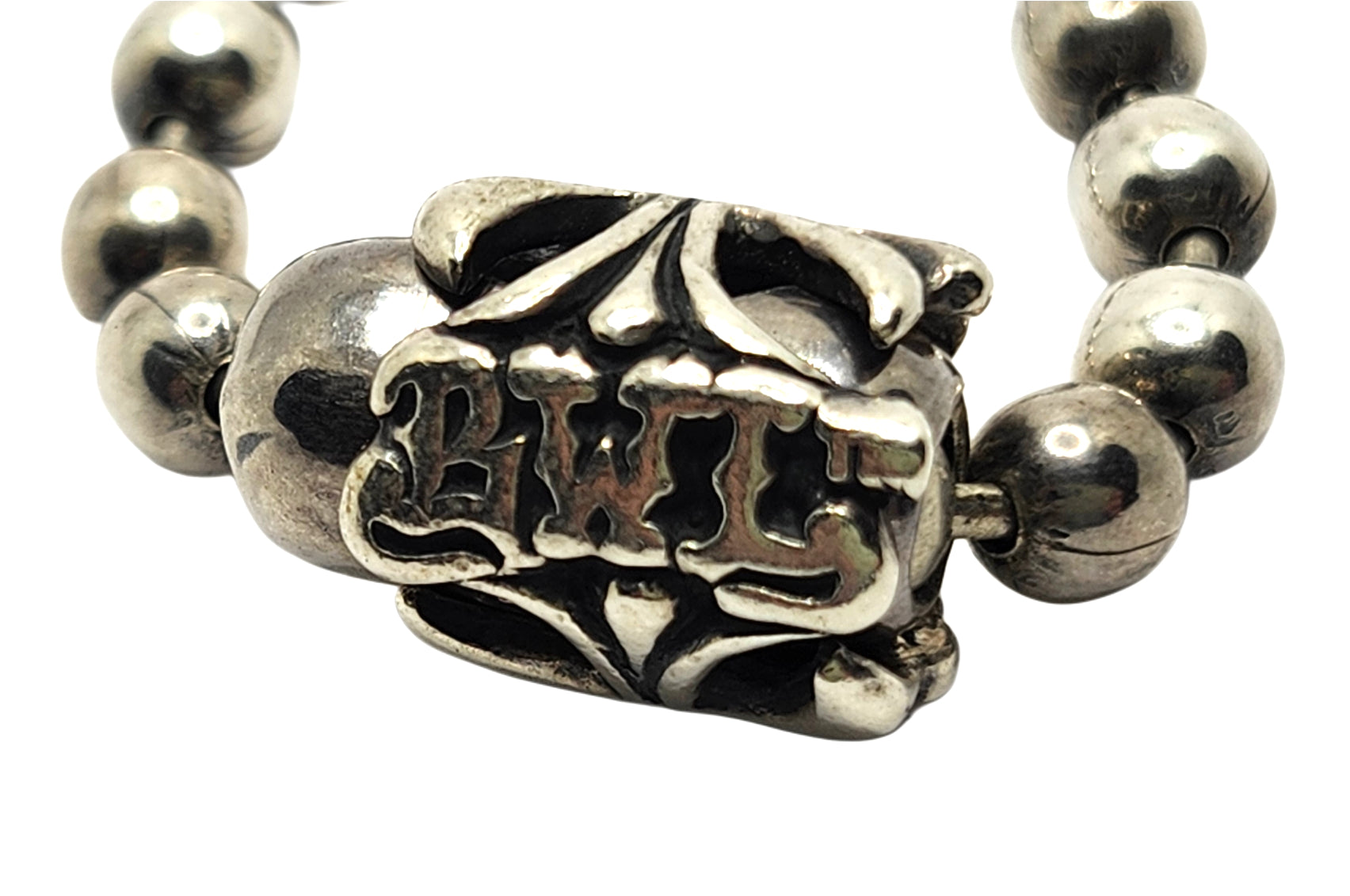 BWL Bill Wall Leather Sterling Silver Ball Chain Bracelet w/ Cross Basket image 3
