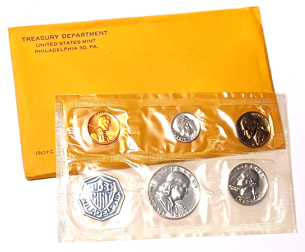 1962 U.S. Mint SILVER PROOF Set in Original Envelope image 0