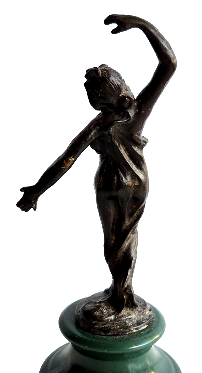 Small Bronze Statue of Goddess Woman on Green Base image 4