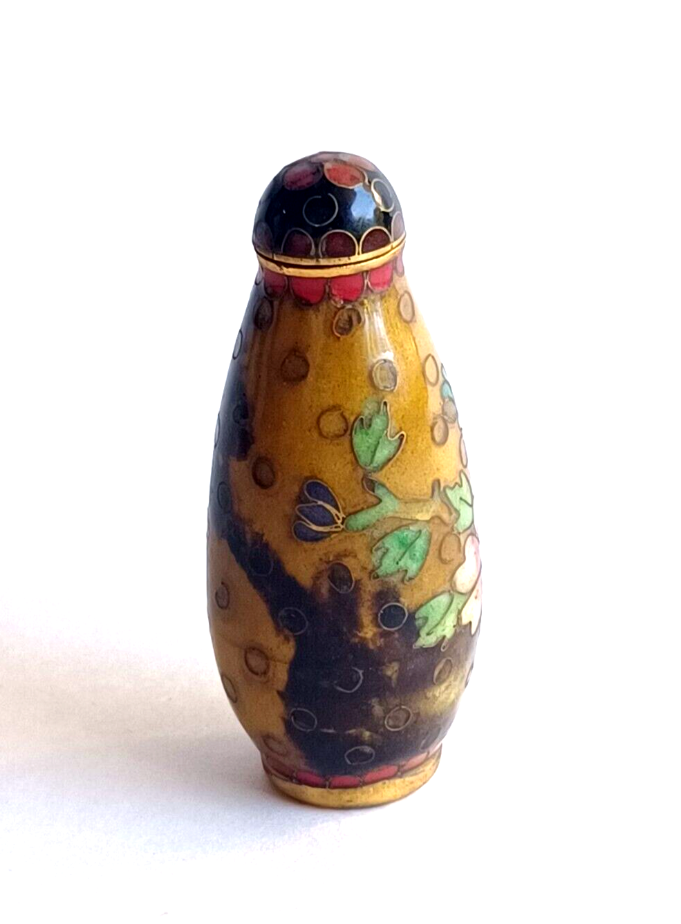 Antique Chinese Cloisonne Snuff Bottle 19th Century Flowers image 7