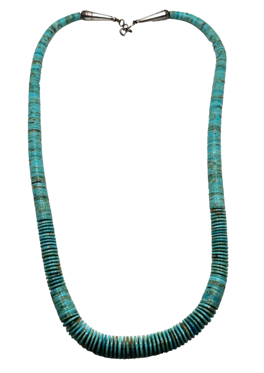 Native American Navajo Graduated Bead Disc Turquoise & Sterling Necklace image 0