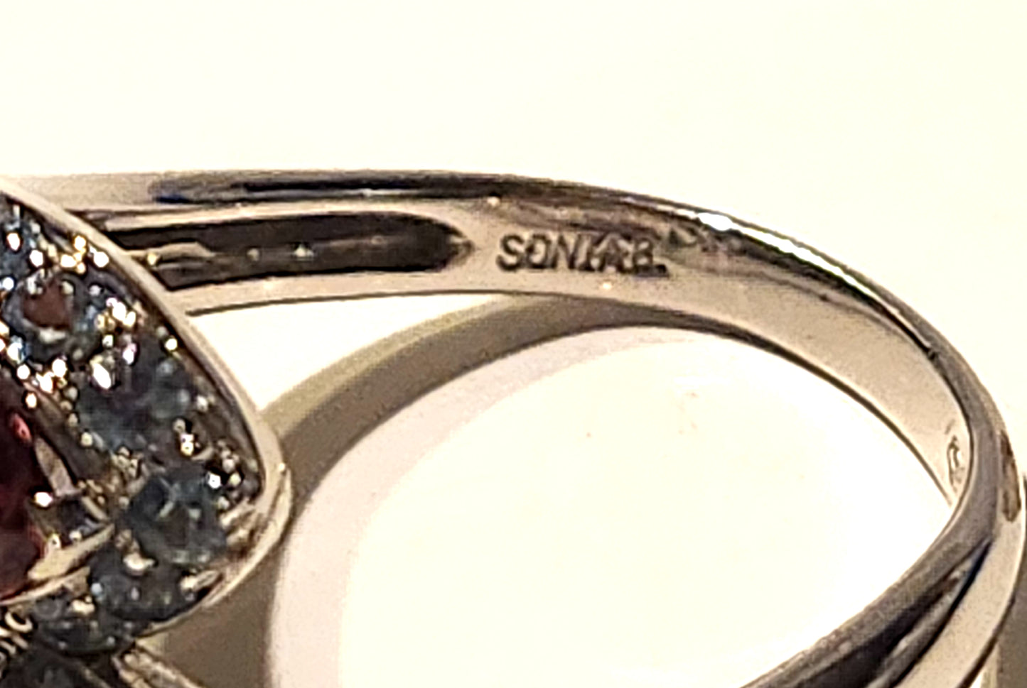 Sonia B. Red Spinel, Topaz & Diamond 14k White Gold Bypass Ring image 9