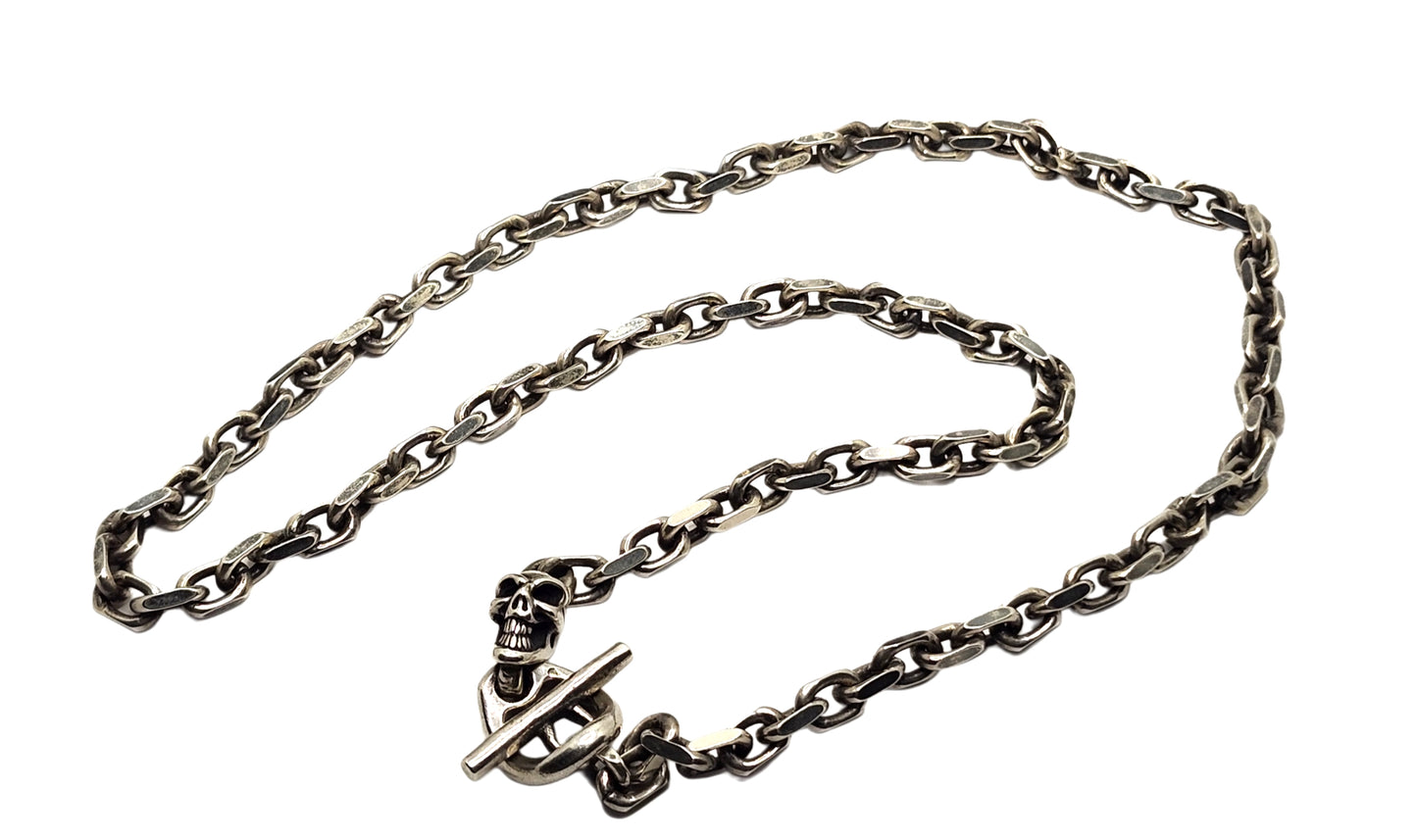BWL Bill Wall Leather Sterling Rolo / Cable Link Chain Necklace w/ Skull Toggle image 0