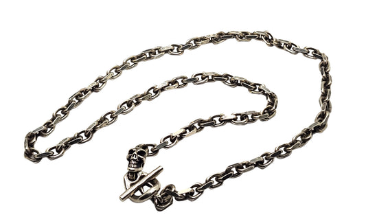 BWL Bill Wall Leather Sterling Rolo / Cable Link Chain Necklace w/ Skull Toggle image 0