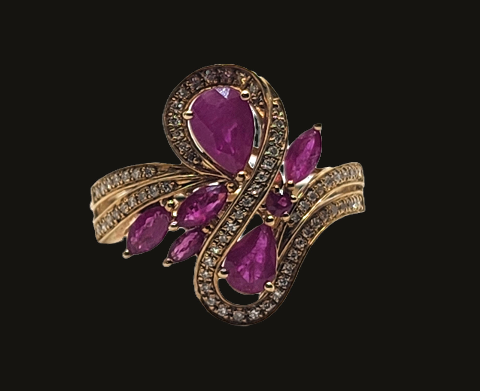 New! Effy Ruby & Diamond 14kYellow Gold Ring in Box image 7