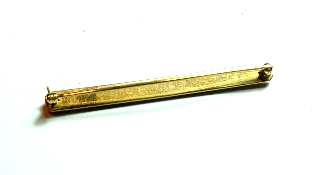 Antique Pink Enamel Guilloche Victorian Seed Pearl 14K Yellow Gold Bar Pin image 7