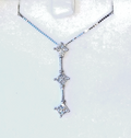 1.2CT Princess 3 Stone Diamond 14K Pendant w/ 14K White Gold Box Chain image 0