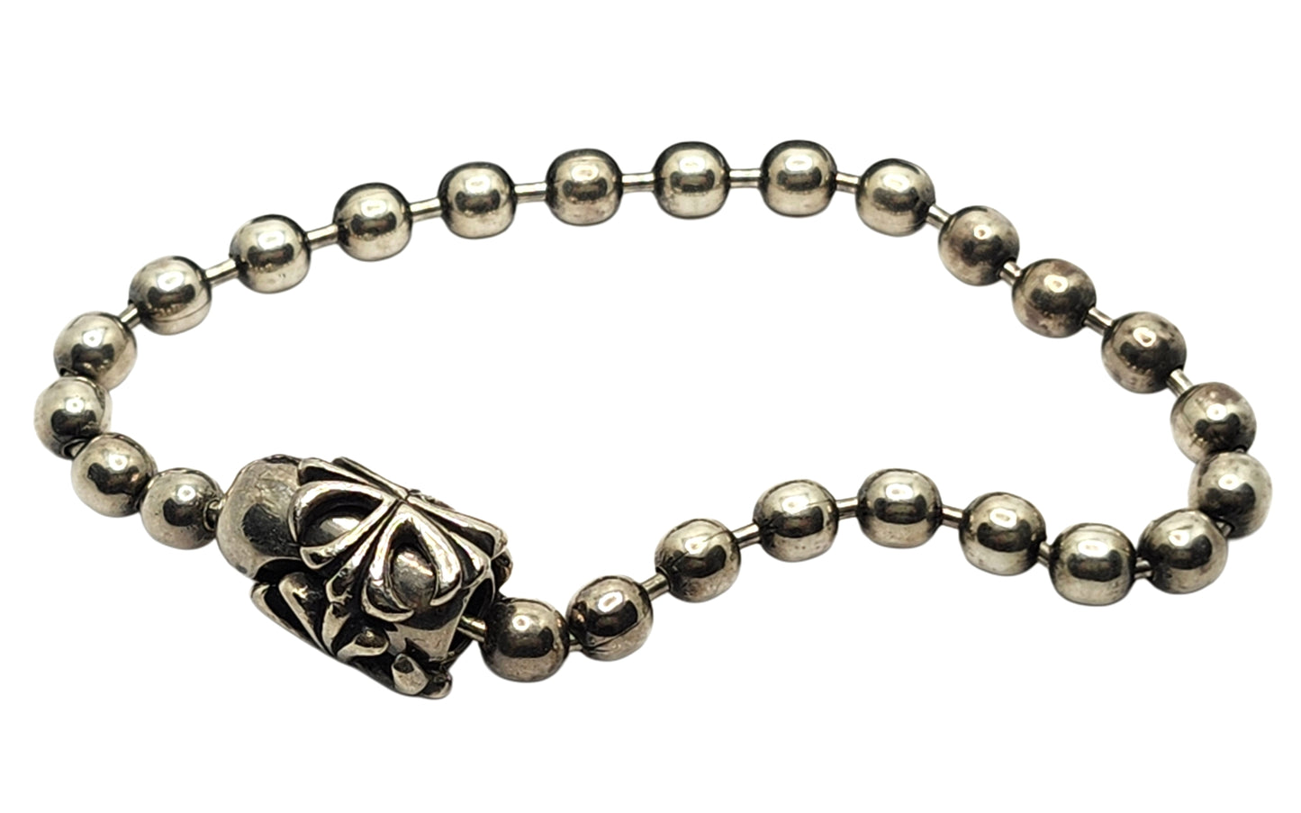 BWL Bill Wall Leather Sterling Silver Ball Chain Bracelet w/ Cross Basket image 1