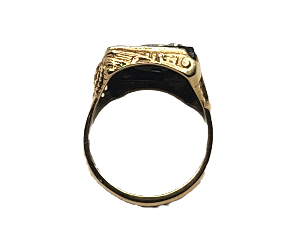 Vintage Men's Shriners Masonic Diamond Onyx & 10k Gold Ring image 7