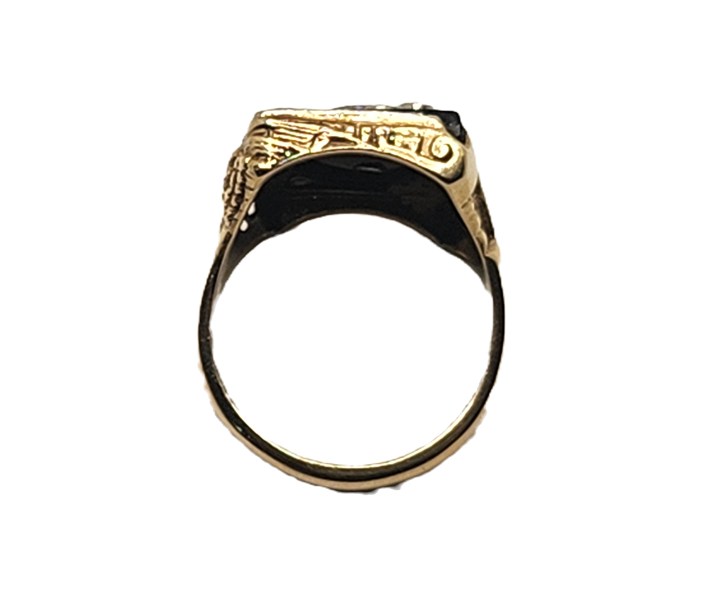 Vintage Men's Shriners Masonic Diamond Onyx & 10k Gold Ring image 7