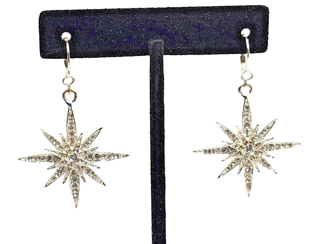Kirks Folly Clear Crystal Star Spangled Leverback Silvertone Earrings image 0
