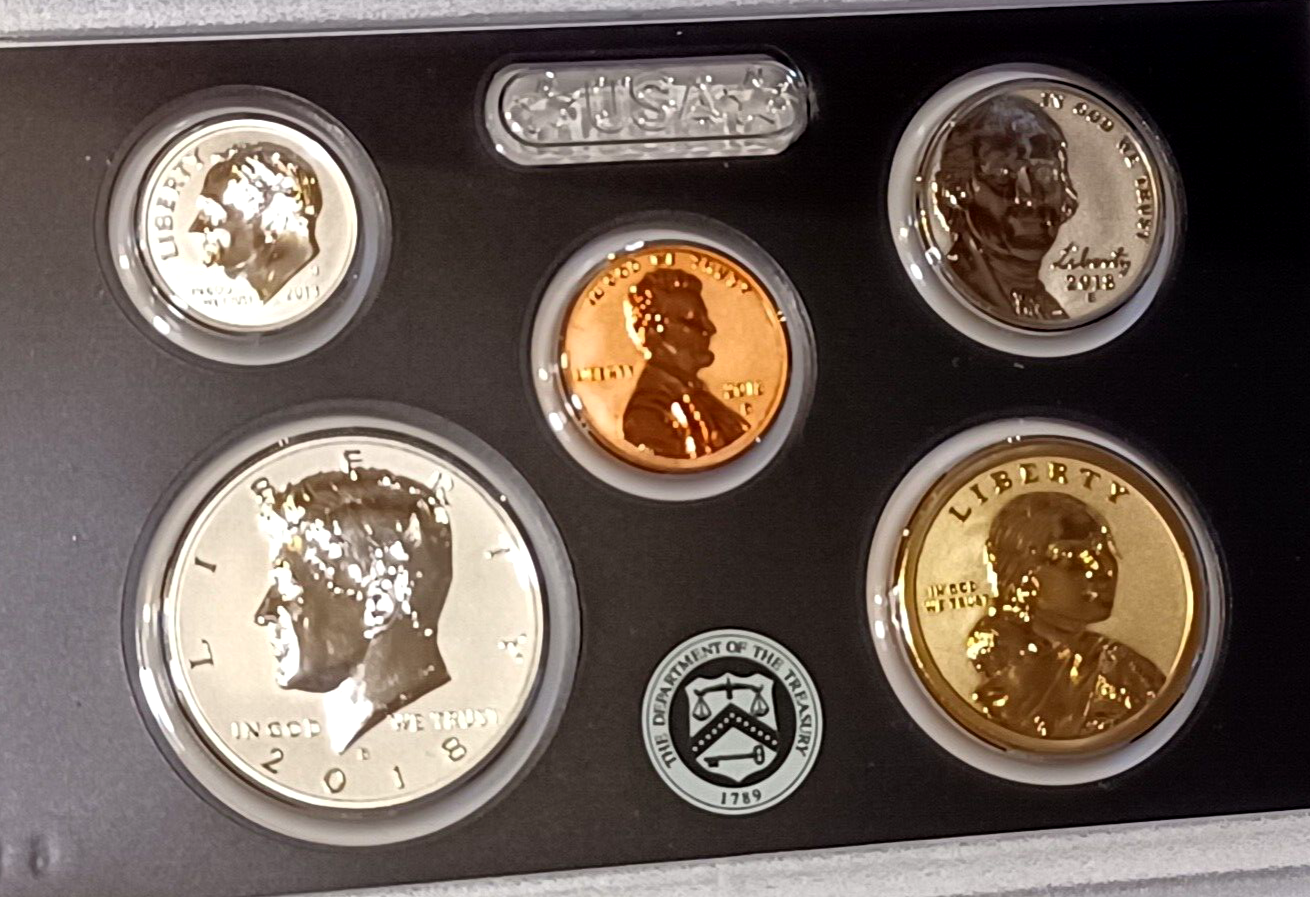 2018 S US Mint Silver Reverse Proof Set - 10 Coins w/ Box & COA image 3