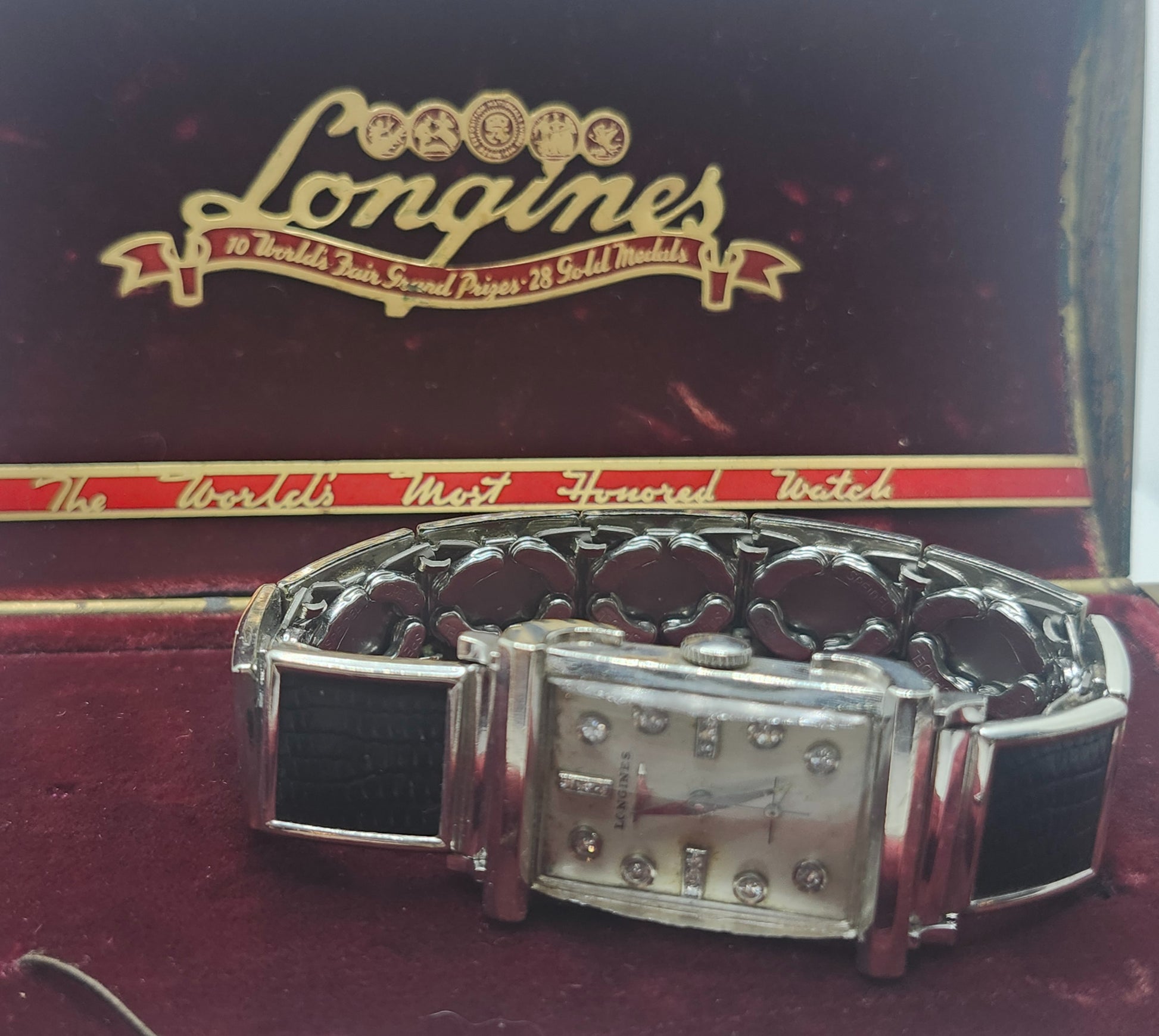 1940s Diamond Studded Longines Watch 14k White Gold image 4