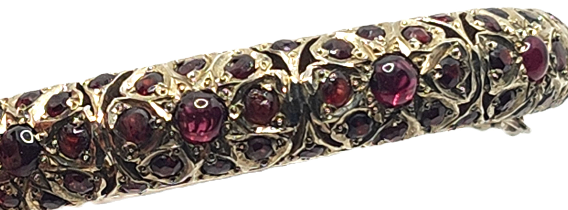 Mughal Indian Sterling Silver & Garnet Hinged Bangle Bracelet image 4