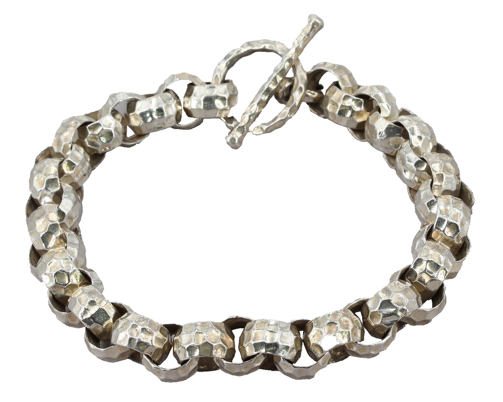 Silpada Sterling Silver Heavy Hammered Rolo Link Toggle Clasp Bracelet B1610 image 0