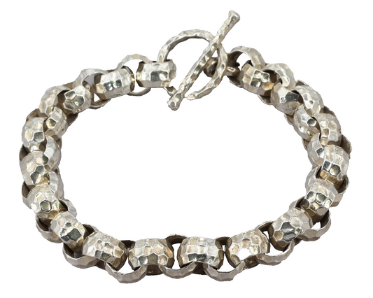 Silpada Sterling Silver Heavy Hammered Rolo Link Toggle Clasp Bracelet B1610 image 0