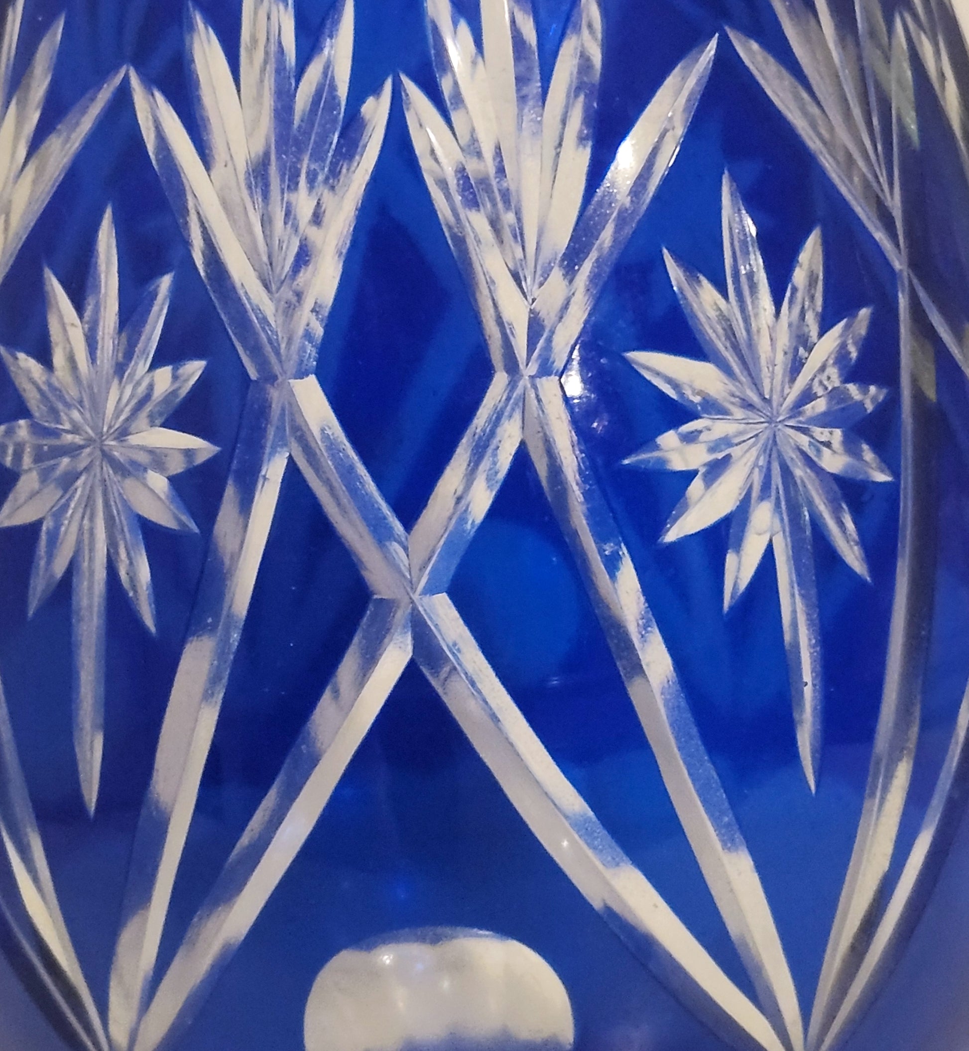 Cobalt Blue Cut to Clear Crystal Vase Kiriko? image 3