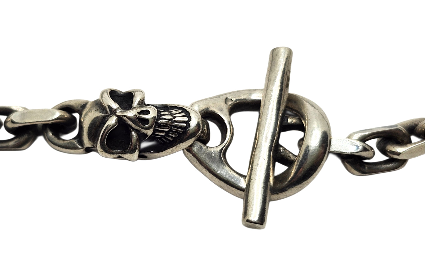 BWL Bill Wall Leather Sterling Rolo / Cable Link Chain Necklace w/ Skull Toggle image 3