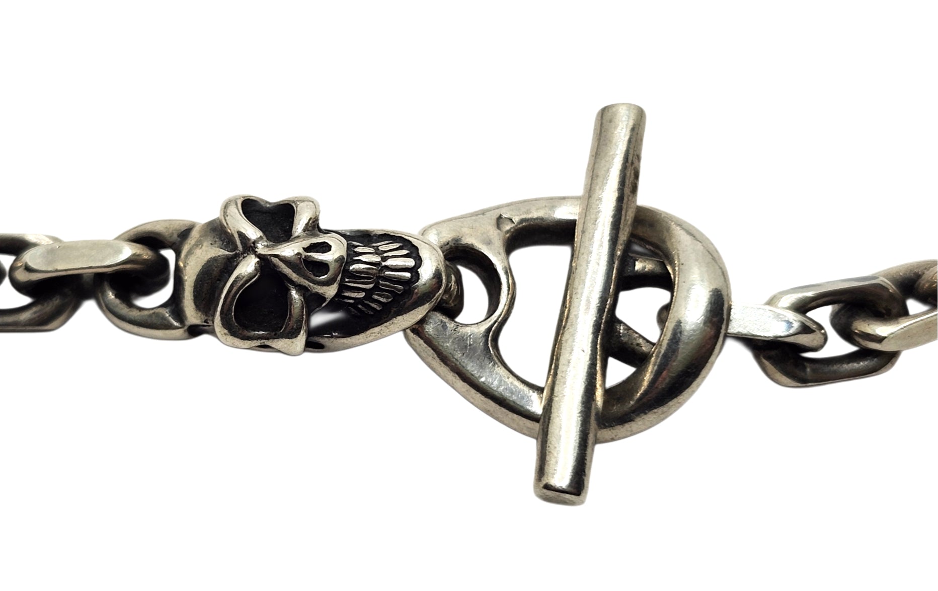 BWL Bill Wall Leather Sterling Rolo / Cable Link Chain Necklace w/ Skull Toggle image 3