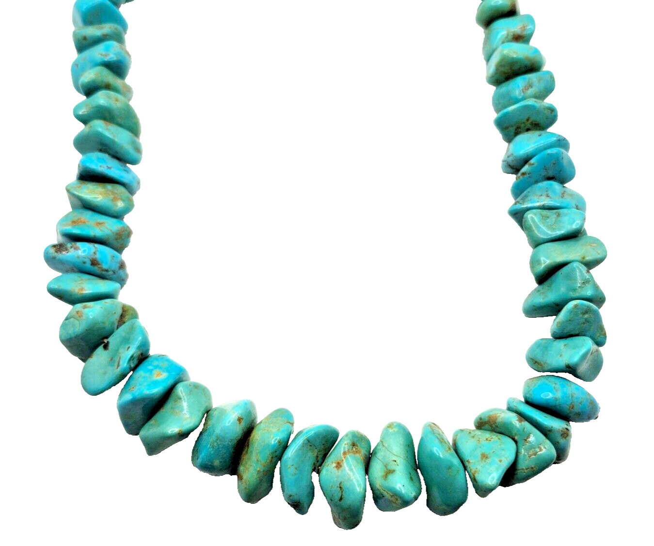 Antique Vintage Heavy Native American Chunky Graduated Turquoise Bead Necklace image 2