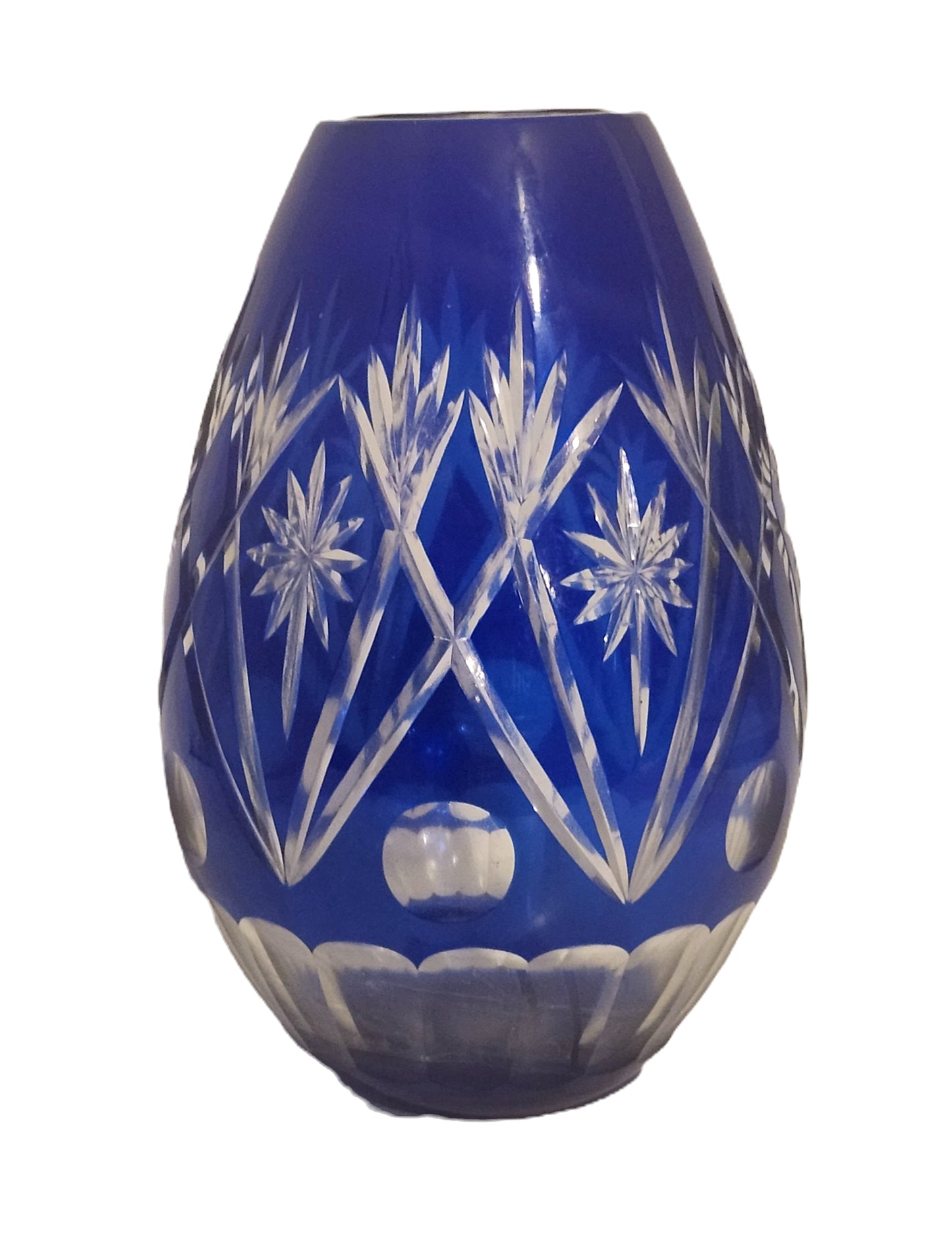 Cobalt Blue Cut to Clear Crystal Vase Kiriko? image 1