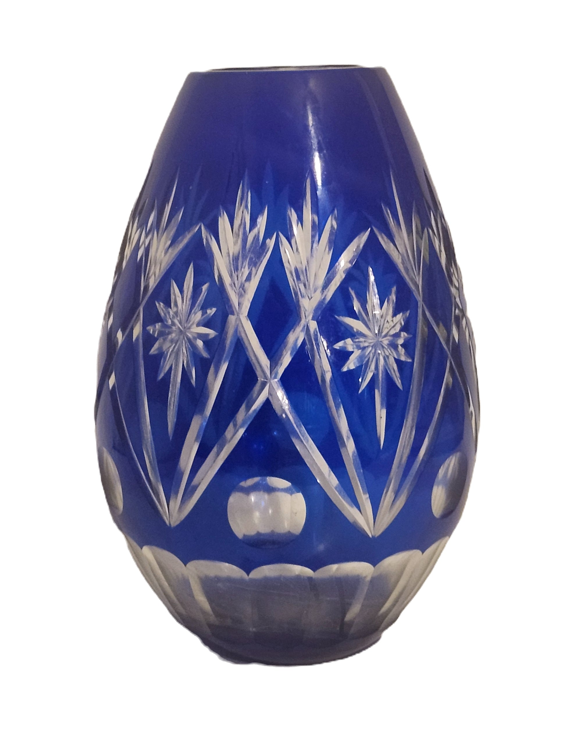 Cobalt Blue Cut to Clear Crystal Vase Kiriko? image 1