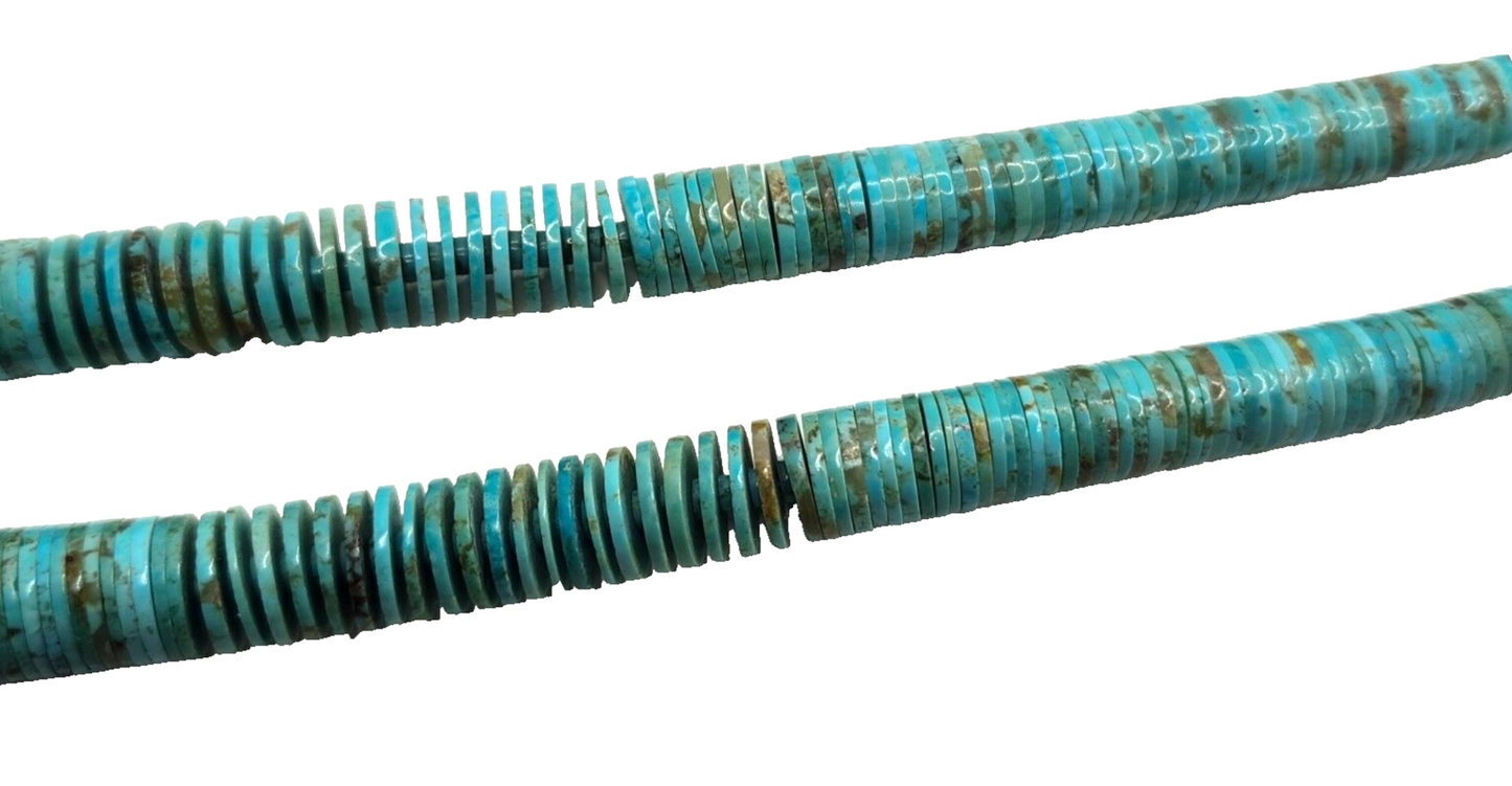 Native American Navajo Graduated Bead Disc Turquoise & Sterling Necklace image 5