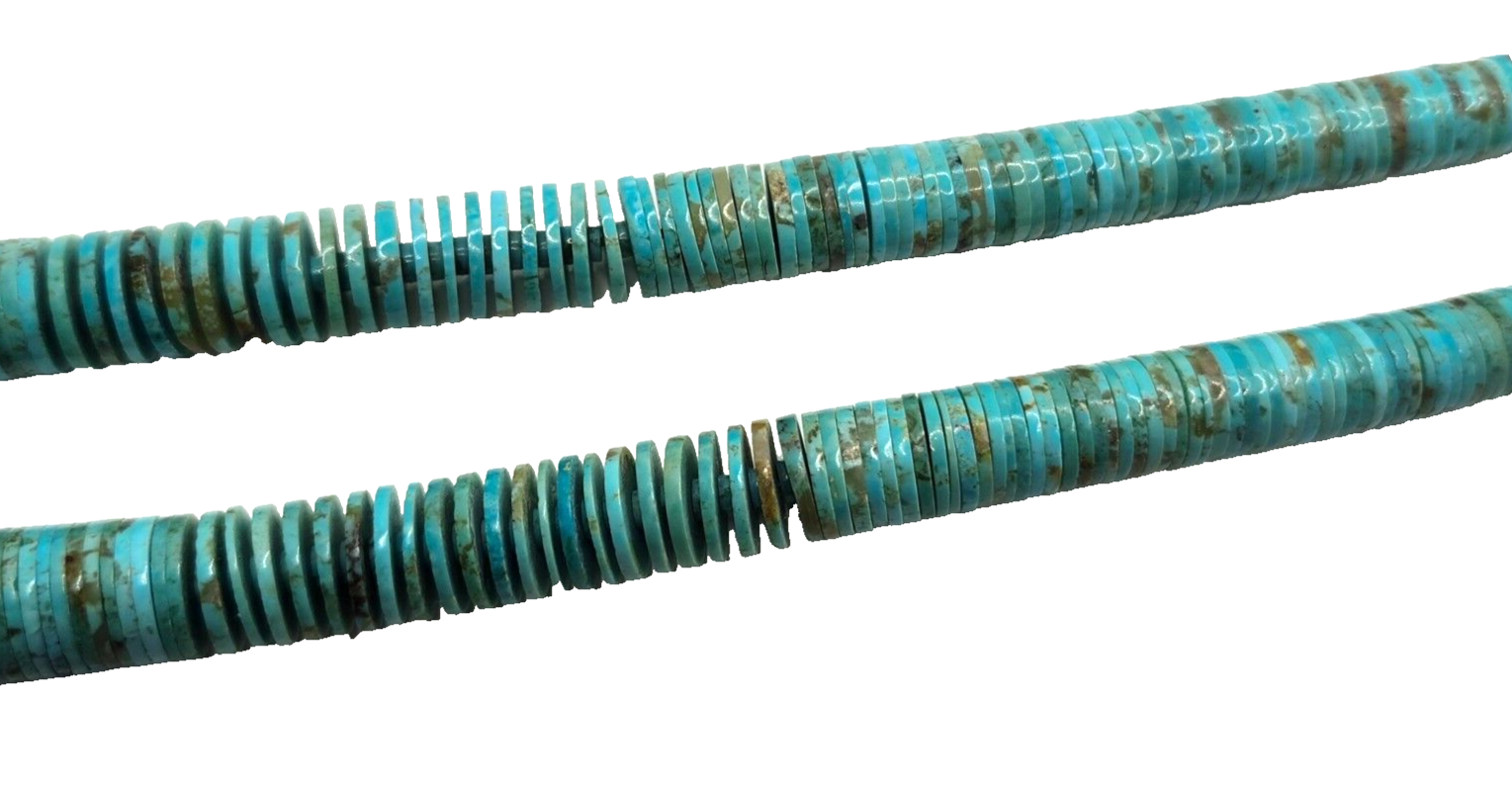 Native American Navajo Graduated Bead Disc Turquoise & Sterling Necklace image 5